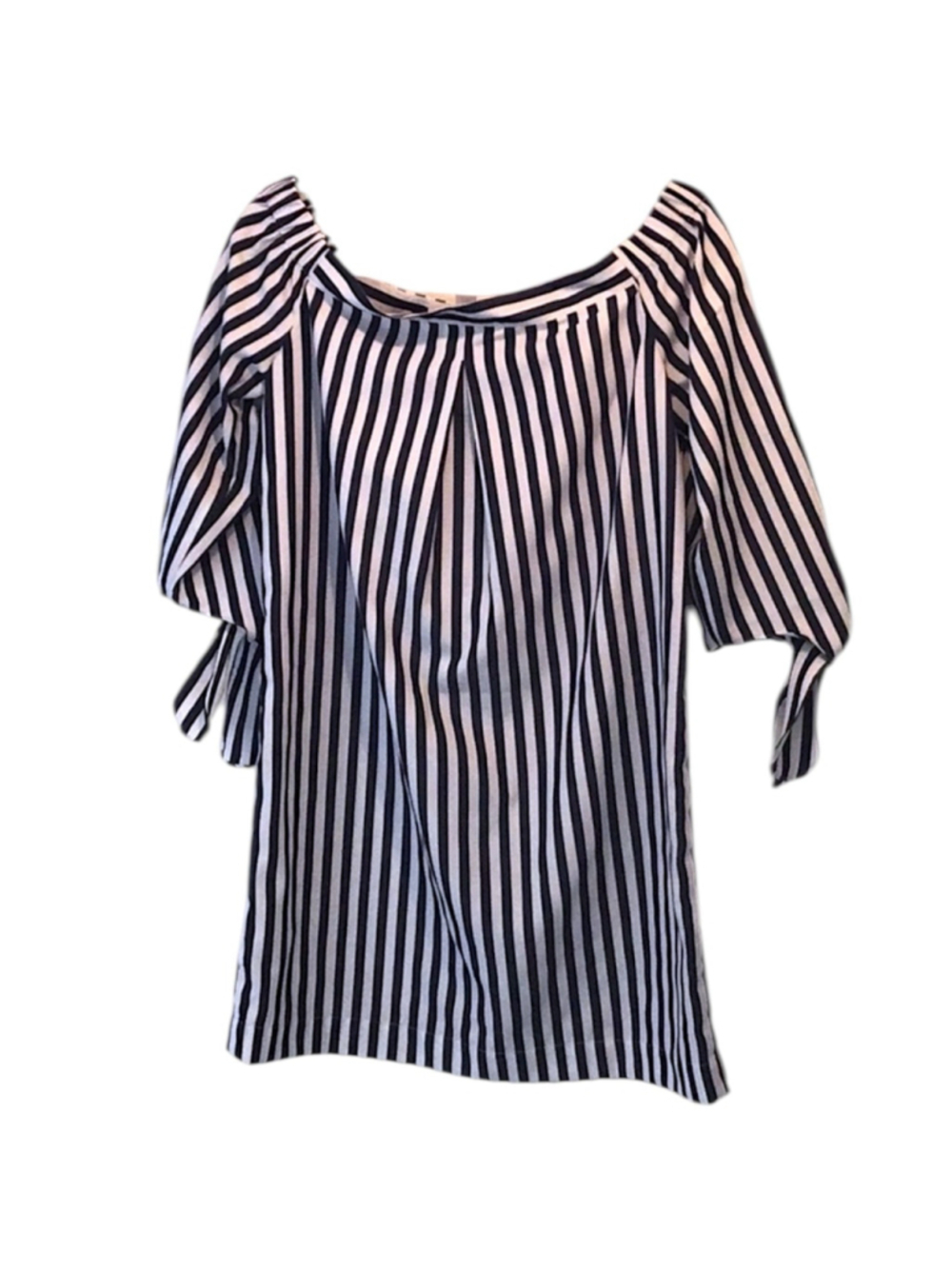 Boston Proper Womens XL Off The Shoulder Mini Dress Stripe Nautical Coastal NEW - Picture 4 of 14
